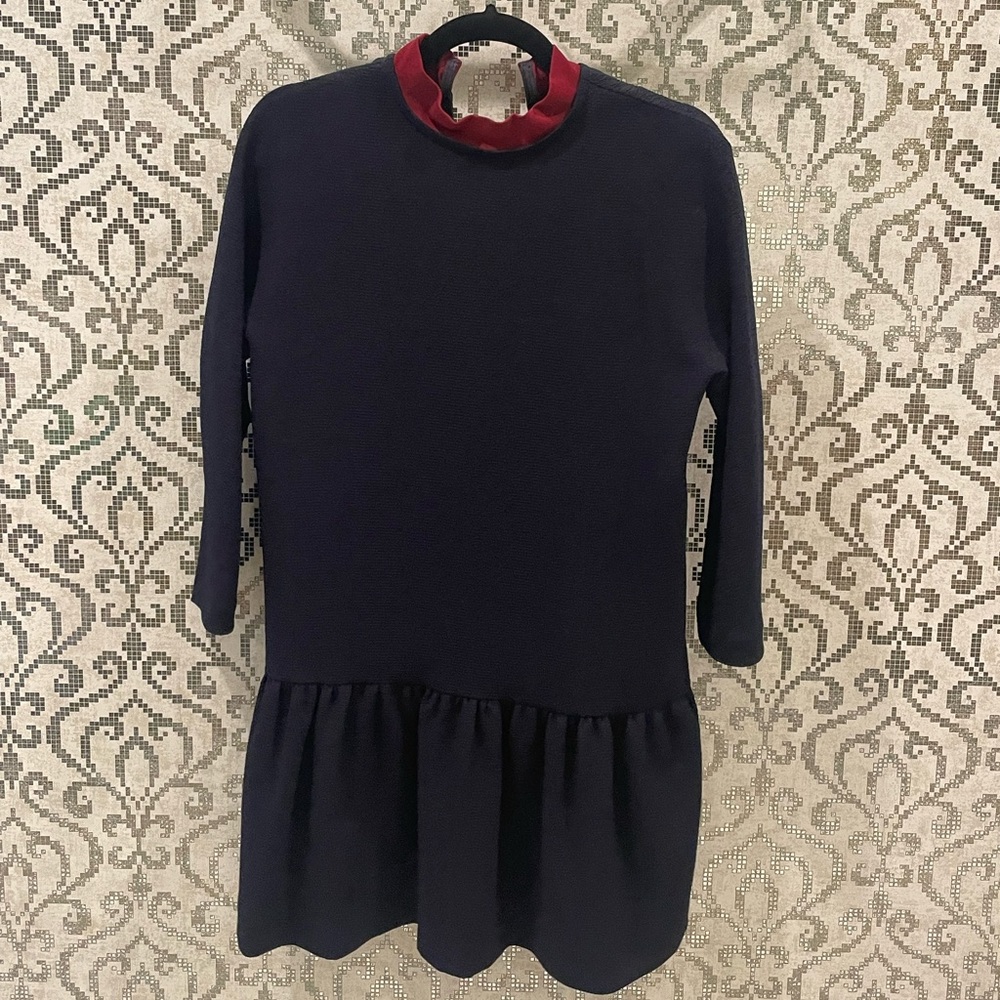 Sandro Navy Turtleneck Dress